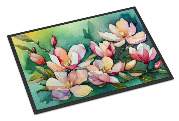 Louisiana Magnolias In Watercolor Doormat Front Door Mat Indoor Outdoor Rugs For Entryway, Non Slip Washable Low Pile, 24H X 36W_maomaolike.com
