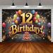 12th Birthday Party Banner - 2D Flat Polyester Backdrop With Balloons, Cake, Fireworks, Wall Hanging Photo Props, Party Decor_maomaolike.com