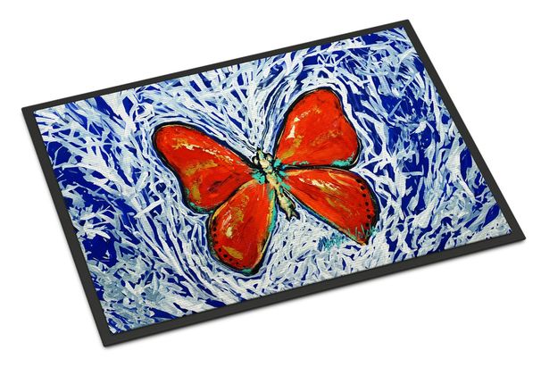 Red Glider Butterfly Doormat Front Door Mat Indoor Outdoor Rugs For Entryway, Non Slip Washable Low Pile, 24H X 36W_maomaolike.com