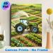 Farm Tractor Gardening Painting Poster, Vibrant Cartoon-style Poster, Green Tractor Watering Vegetable Fields, Fresh Pastoral Decor Idea For Home_maomaolike.com
