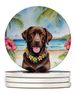 Chocolate Labrador Retriever Luau Large Sandstone Coasters Pack Of 4 Absorbent Round Coasters Decor Gifts For Men Or Women, 4 In, Multicolor_maomaolike.com