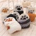 New home coral fleece socks, footprint cat paw pattern sleeping socks, thick warm winter fleece women's socks_maomaolike.com
