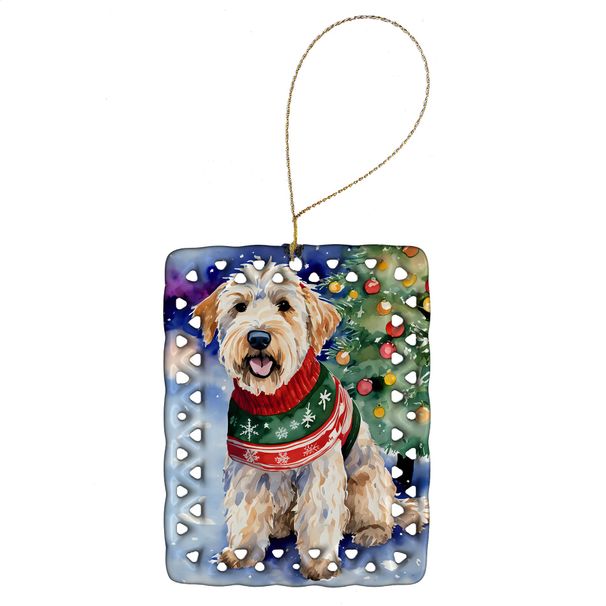 Wheaten Terrier Christmas Porcelain Ornament Christmas Tree Hanging Decorations For Home Christmas Holiday, Rectangle, Gift, Multicolor_maomaolike.com