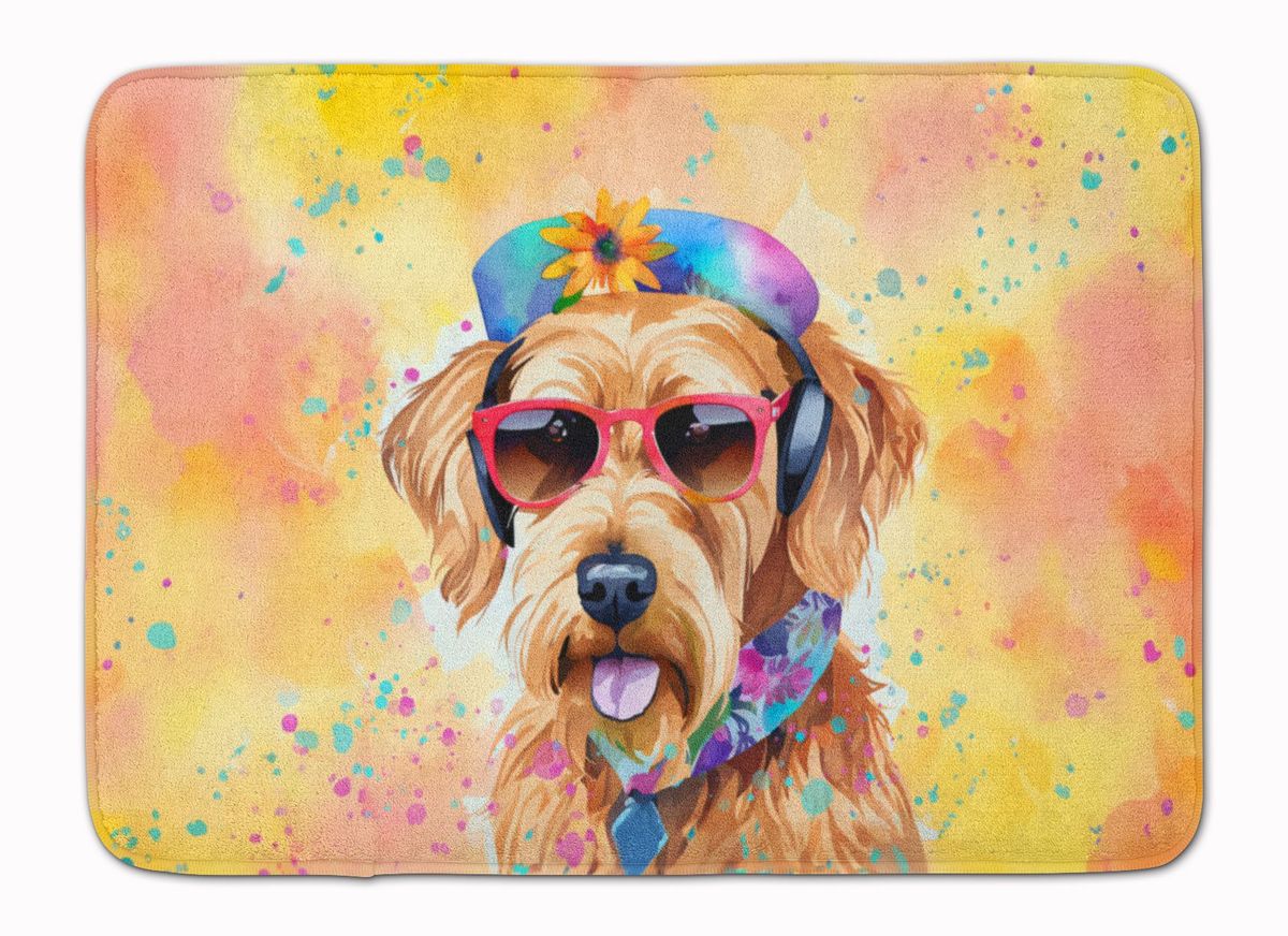 Airedale Terrier Hippie Dawg Memory Foam Kitchen Mat Machine Washable Anti-Fatigue Mat Cushion Comfort Bath Mat Or Kitchen Rug_maomaolike.com