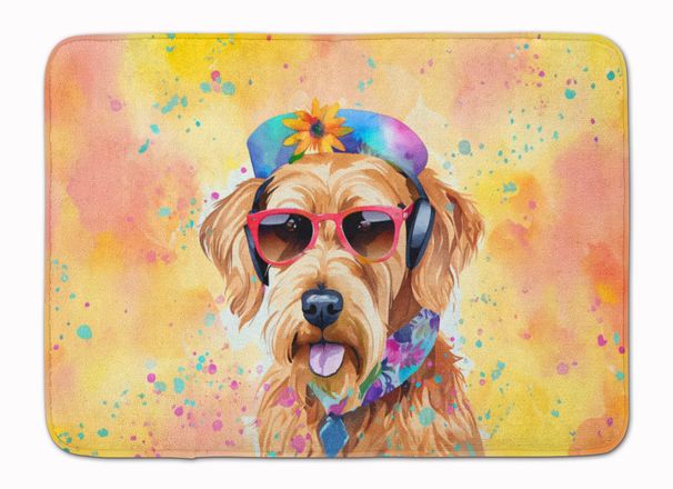 Airedale Terrier Hippie Dawg Memory Foam Kitchen Mat Machine Washable Anti-Fatigue Mat Cushion Comfort Bath Mat Or Kitchen Rug_maomaolike.com