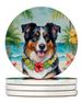Australian Shepherd Luau Large Sandstone Coasters Pack Of 4 Absorbent Round Coasters Decor Gifts For Men Or Women, 4 In, Multicolor_maomaolike.com