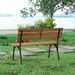 47 Inch Outdoor Acacia Wood Bench With Metal Frame And Slatted Seat_maomaolike.com