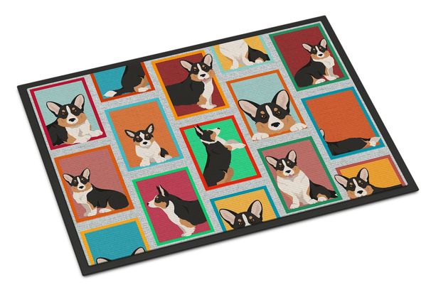 Lots Of Tricolor Cardigan Corgi Doormat Front Door Mat Indoor Outdoor Rugs For Entryway, Non Slip Washable Low Pile, 24H X 36W_maomaolike.com