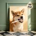 Shiba Inu Brushing Teeth Painting Poster, Warm-toned Cute Playful Pet Scene Poster, Lovely Pet-themed Decor Ideal For Living Room, Bedroom And Pet_maomaolike.com