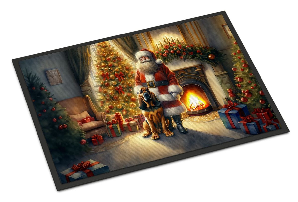 Bloodhound And Santa Claus Doormat Front Door Mat Indoor Outdoor Rugs For Entryway, Non Slip Washable Low Pile, 24H X 36W_maomaolike.com