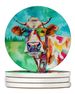 Hippie Animal Cow Large Sandstone Coasters Pack Of 4 Absorbent Round Coasters Decor Gifts For Men Or Women, 4 In, Multicolor_maomaolike.com