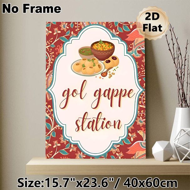 Indian Gol Gappe Themed Painting Poster, Vibrant Ethnic-style Culinary Art Poster, Brings Authentic Culinary Charm, Ideal For Restaurant And Dining_maomaolike.com
