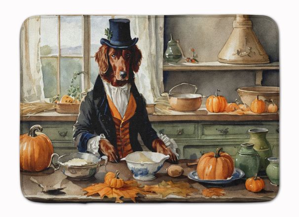 Irish Setter Fall Kitchen Pumpkins Memory Foam Kitchen Mat Machine Washable Anti-Fatigue Mat Cushion Comfort Bath Mat Or Kitchen Rug_maomaolike.com