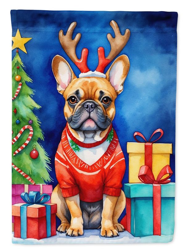 French Bulldog Christmas Reindeer Garden Flag Mailbox Flag Decorative Yard Flag Banner Outside Patio Artwork Yard Flower Beds, Garden Size, Multicolor_maomaolike.com