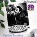 Vintage Pizza-eating Man Painting Poster, Monochrome Nostalgic Diner Scene Poster, Eye-catching Food-themed Decor For Restaurant, Kitchen And Dining_maomaolike.com