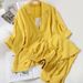 Women's suits fashion spring and summer loose suit collar three-quarter sleeves jacket nine-point wide-leg pants suspenders three-piece suit_maomaolike.com
