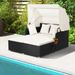 Patio Rattan Daybed With Retractable Canopy And Side Tables_maomaolike.com
