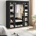 Portable Wardrobe Closet, Freestanding Clothes Rack With Non-Woven Dust Cover, 12 Compartments Storage Organizer, 59 X 17.7 X 69 Inches, Black, For Bedroom And Home Organization_maomaolike.com