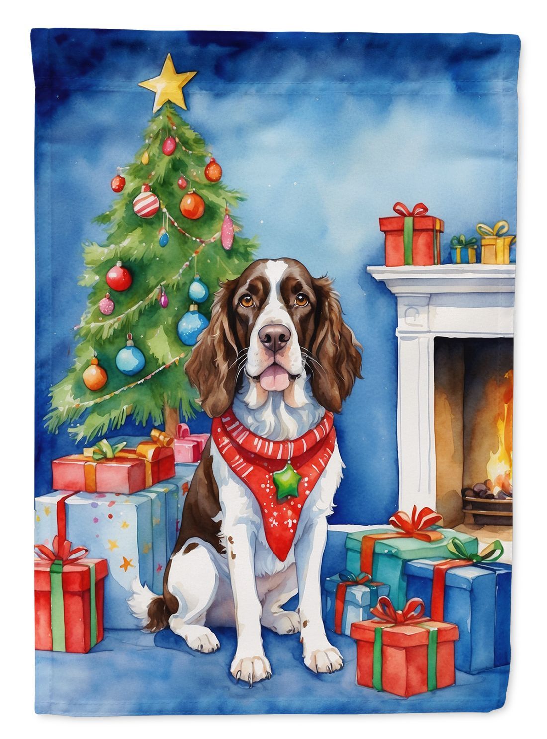 English Springer Spaniel Christmas Reindeer House Flag Large Porch Sleeve Pole Decorative Outside Yard Banner Artwork Wall Hanging, Polyester, House Size, Multicolor_maomaolike.com