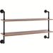 Industrial Pipe Shelf, 2 Tier 48x 9.84in, Wall-Mount Floating Rustic Wood Shelves Bracket Display Bookshelf, Storage Rack Sundries Holder For Kitchen Bedroom Bathroom Living Room, Black_maomaolike.com