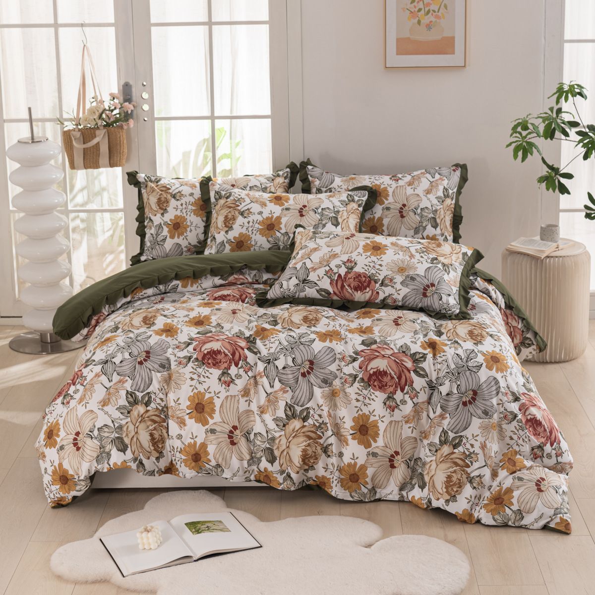 Dormeur Series Duvet Cover - Soft Brushed Polyester, Floral Printed, Active Dyed (AR/UK Sizes) | Bedding Set With_maomaolike.com