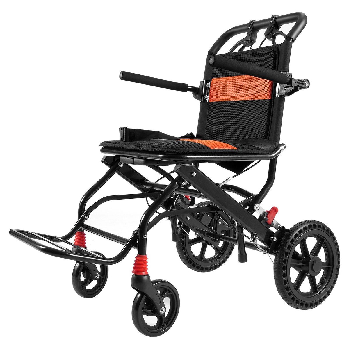 VEVOR Wheelchair Aluminum Alloy Transport Chair Foldable 18-In W Seat 220lbs_maomaolike.com