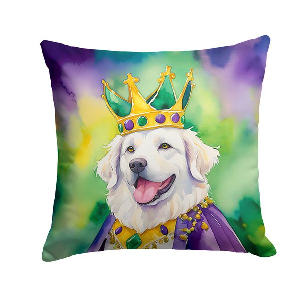 Kuvasz King Of Mardi Gras Throw Pillow Machine Washable, Indoor Outdoor Decorative Pillow For Couch, Bed Or Patio, 14Hx14W_maomaolike.com