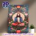 Jesus Meditation Painting Poster, Serene Spiritual Figure With Vibrant Floral Surrounding Poster, Peaceful Spiritual Decor Ideal For Home, Meditation_maomaolike.com