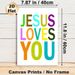 Jesus Loves You Themed Painting Poster, Vibrant Multi-colored Lettering Poster, Warm Faith-inspired Decor Ideal For Home, Prayer Space_maomaolike.com