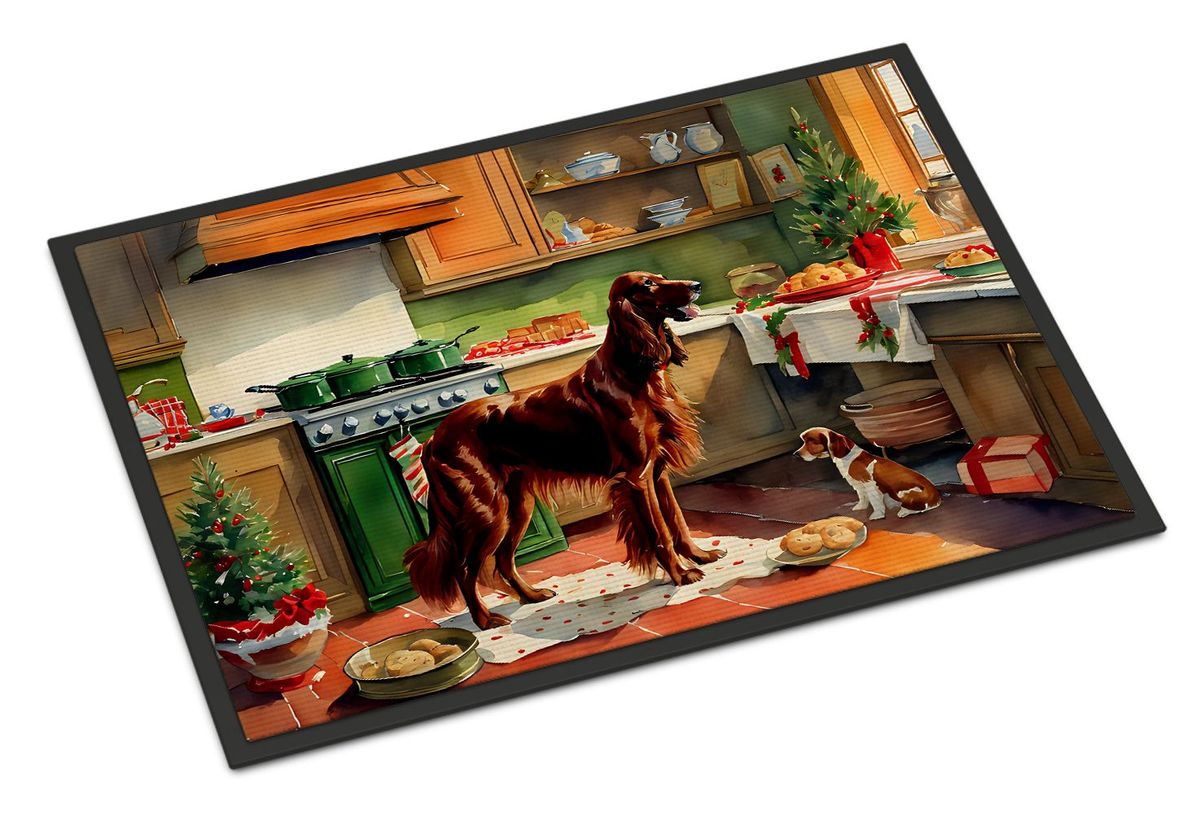 Irish Setter Christmas Cookies Doormat Front Door Mat Indoor Outdoor Rugs For Entryway, Non Slip Washable Low Pile, 24H X 36W_maomaolike.com