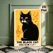Black Cat Jazz Club Painting Poster, Warm-toned Retro Style Poster, Artistic Design With Black Cat & Musical Notes, Ideal For Home, Music Room And_maomaolike.com