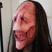 Halloween Horror Long Hair Demon Mask Red Face Demon Mask Toothy Demon Latex Long Hair Mask_maomaolike.com