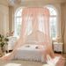 Round Hanging Canopy Mosquito Net, Lace Princess Bed Canopy With No-Drill Adhesive Hooks, Dome Net For Single/Double/King Bed_maomaolike.com