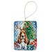 Basset Hound Christmas Reindeer Porcelain Ornament Christmas Tree Hanging Decorations For Home Christmas Holiday, Rectangle, Gift, Multicolor_maomaolike.com