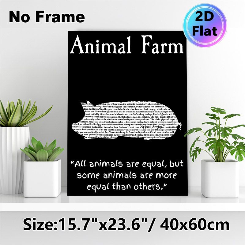 Animal Farm Themed Painting Poster, Monochrome Text-formed Pig Silhouette Poster, Iconic Literary Quote Design, Ideal For Home Study And Living Room_maomaolike.com