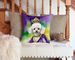 White Poodle King Of Mardi Gras Throw Pillow Machine Washable, Indoor Outdoor Decorative Pillow For Couch, Bed Or Patio, 14Hx14W_maomaolike.com