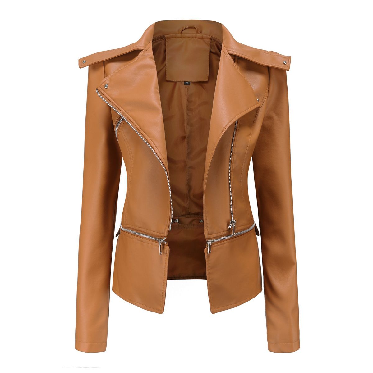 Women's Clothing Leather Jacket With Detachable Hem Fashion Casual Jacket_maomaolike.com