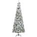 9 Foot Pencil Snow Flocked Artificial Christmas Tree With Pine Realistic Branches, Pine Cones, Red Berries, Auto Open, Green_maomaolike.com