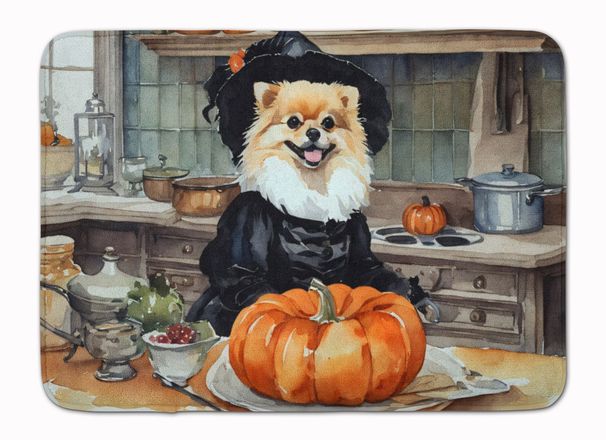 Pomeranian Fall Kitchen Pumpkins Memory Foam Kitchen Mat Machine Washable Anti-Fatigue Mat Cushion Comfort Bath Mat Or Kitchen Rug_maomaolike.com