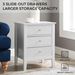 WOODEEM Fluted White Nightstand For Living Room Bedroom, 3 Drawers Side Table, Wavy Bedside End Table Light Gold Handle, 24 Inch_maomaolike.com