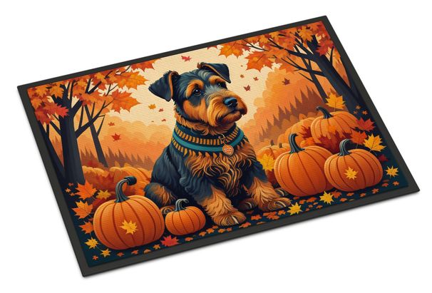 Airedale Terrier Fall Doormat Front Door Mat Indoor Outdoor Rugs For Entryway, Non Slip Washable Low Pile, 24H X 36W_maomaolike.com