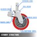 VEVOR Scaffolding Wheels Set Of 4, 8" - Scaffolding Casters Heavy Duty, 3200 Lbs Per Set - Locking Stem Casters With Brake, Red Polyurethane - Replacement For Scaffold, Shelves, Workbench_maomaolike.com