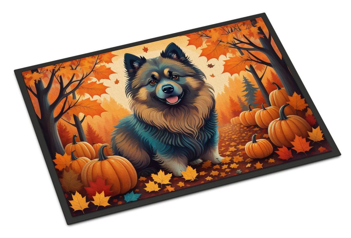 Keeshond Fall Doormat Front Door Mat Indoor Outdoor Rugs For Entryway, Non Slip Washable Low Pile, 24H X 36W_maomaolike.com