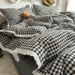 Wholesale INS Japanese Pure All Simple Nordic Style Washed Cotton Lace Trim Plaid Four-Piece Set_maomaolike.com