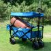 Collapsible Wagon Heavy Duty Folding Wagon Cart With Removable Canopy, 4" Wide Large All Terrain Wheels, Brake, Adjustable Handles,Cooler Bag Utility Carts For Outdoor Garden Beach_maomaolike.com
