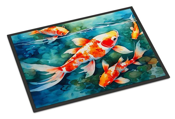 Koi Fish Doormat Front Door Mat Indoor Outdoor Rugs For Entryway, Non Slip Washable Low Pile, 24H X 36W_maomaolike.com