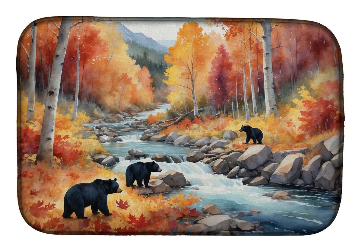 Bears Autumn In The Woods Dish Drying Mat Absorbent Dish Drying Mat Pad For Kitchen Counter Dish Drainer Mat For Countertop, 14 X 21", Multicolor_maomaolike.com