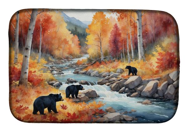 Bears Autumn In The Woods Dish Drying Mat Absorbent Dish Drying Mat Pad For Kitchen Counter Dish Drainer Mat For Countertop, 14 X 21", Multicolor_maomaolike.com