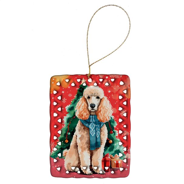 Poodle Christmas Porcelain Ornament Christmas Tree Hanging Decorations For Home Christmas Holiday, Rectangle, Gift, Multicolor_maomaolike.com