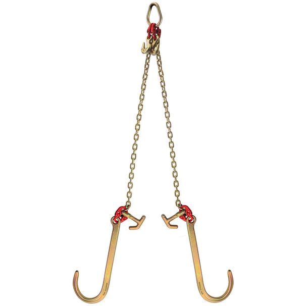 V Bridle Chain, 5 16 In X 2 Ft Tow Chain Bridle, Grade 80 V-Bridle Transport Chain, 9260 Lbs Break Strength With TJ Hooks & Grab Hooks, Heavy Duty Pear Link Connector And Chain Shorteners_maomaolike.com